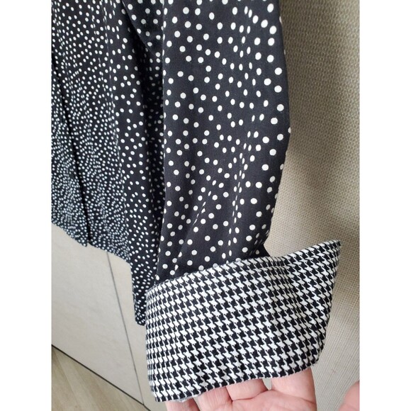 Chaps No Iron 100% Cotton Black Polka Dot Long Sleeve Button-Up Shirt Size 3X - Picture 3 of 7
